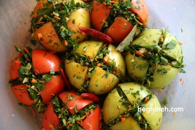 Stuffed Pickled Tomatoes - Armenian Cuisine