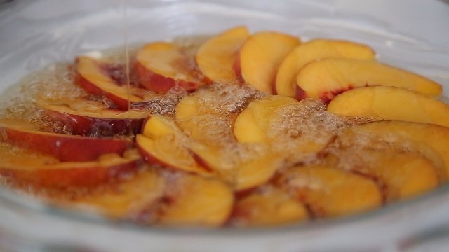 Upside Down Peach Cake Recipe by Heghineh