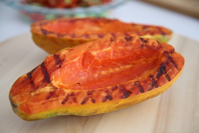 Chicken Veggies Stuffed Papaya Recipe