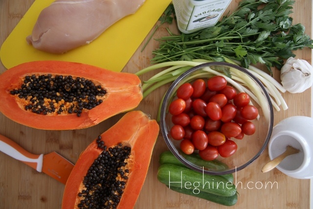 Chicken Veggies Stuffed Papaya Recipe