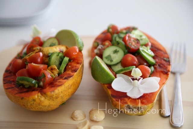 Chicken Veggies Stuffed Papaya Recipe