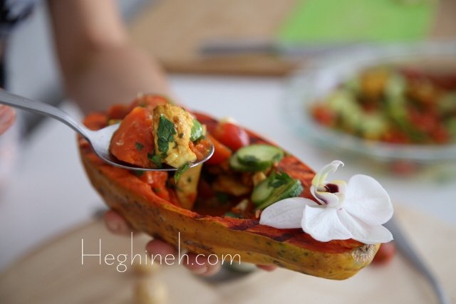Chicken Veggies Stuffed Papaya Recipe